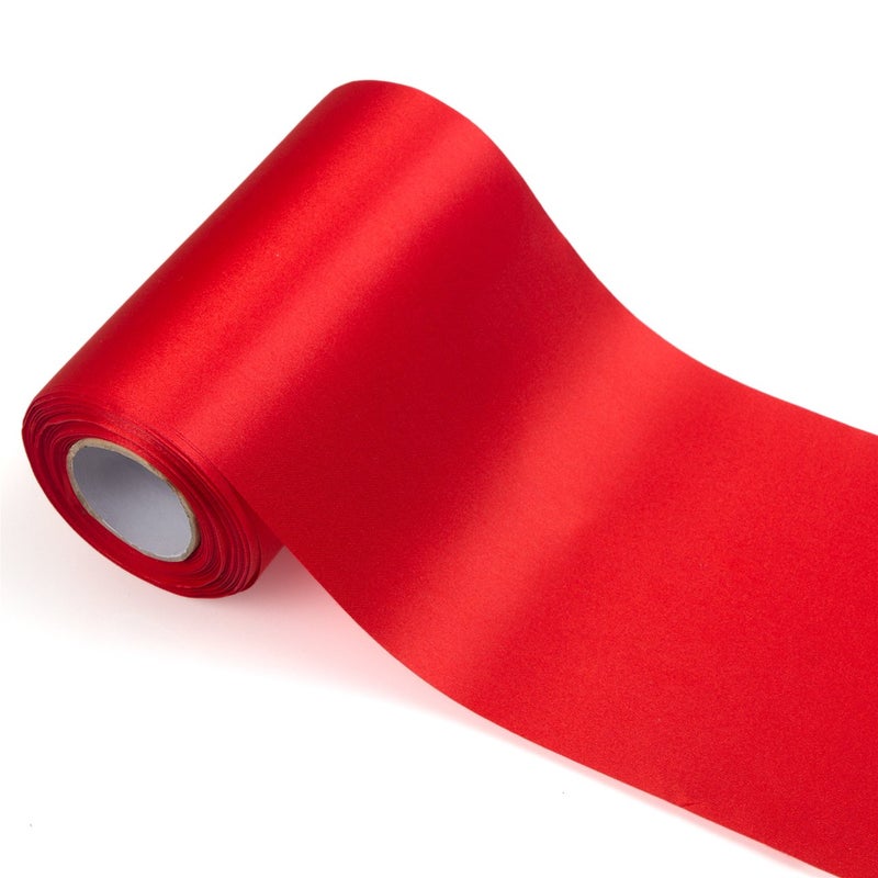 ADVcer 4 inch Wide Red Satin Ribbon Roll - 24.1 Yard Long Bulk for Christmas Holiday Decor, Wedding Birthday Ceremony, Car Bows, Gift Wrapping, Ribbons Cutting, Chair Sashes, Indoor Outdoor Embellish - Image 1